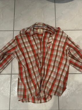 Life Khaki Plaid Button-Down Shirt in Pink, Brown & Cream